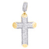 10K Yellow Gold Round Diamond 3D Tube Cross Pendant 2.25" Pave Charm 1.50 CT.