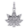 10K White Gold Round Diamond Marijuana Hemp Leaf Pendant 1.50" Charm 1.90 CT.