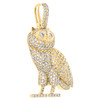 10K Yellow Gold Round Diamond Owl Bird Statement Pendant 1.65" Charm 2.55 CT.