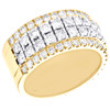 10K Yellow Gold Round Diamond Tiered Prong Set Weddinng Band 11mm Ring 4.25 CT.