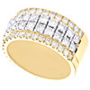 10K Yellow Gold Round Diamond Tiered Prong Set Weddinng Band 11mm Ring 4.25 CT.