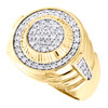 10K Yellow Gold Round Diamond Fluted Statement Cluster 18mm Pinky Ring 0.60 CT.