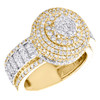 10K Yellow Gold Round & Baguette Diamond 16mm 3D Top Statement Pinky Ring 4 CT.