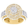 10K Yellow Gold Round & Baguette Diamond 16mm 3D Top Statement Pinky Ring 4 CT.