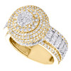 10K Yellow Gold Round & Baguette Diamond 16mm 3D Top Statement Pinky Ring 4 CT.