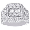 10K White Gold Round & Baguette Daimond 17mm Square Statement Pinky Ring 5.50 CT