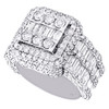 10K White Gold Round & Baguette Daimond 17mm Square Statement Pinky Ring 5.50 CT