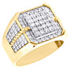 10K Yellow Gold Round Diamond 15mm Wide Square Milgrain Rope Pinky Ring 1.40 CT.