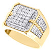 10K Yellow Gold Round Diamond 15mm Wide Square Milgrain Rope Pinky Ring 1.40 CT.