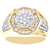 10K Yellow Gold Round Diamond 15mm Circle Frame Statement Pinky Ring 1.30 CT.