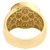 10K Yellow Gold Round Diamond Tier Step Statement 18mm Circle Pinky Ring 1.35 CT