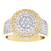 10K Yellow Gold Round Diamond Tiered Statement 17mm Cluster Pinky Ring 1.50 CT.
