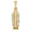 14K Yellow Gold Diamond Virgin Mary Baby Jesus Enamel Pendant 2.2" Charm 1.05 CT