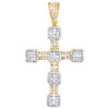 10K Yellow Gold Round & Baguette Diamond Fancy Cross Pendant 2.45" Charm 2.55 CT