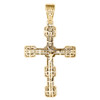 10K Yellow Gold Round & Baguette Diamond Fancy Cross Pendant 2.45" Charm 2.55 CT