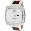 Gucci Coupe Mens Large Diamond Sports Watch Red Green Flag Band 4 Ct. YA131303