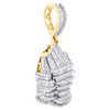 10K Yellow Gold Round & Baguette Diamond Praying Hand Pendant 1.7" Charm 1.73 CT