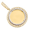 10K Yellow Gold Round Diamond Memory Picture Frame Pendant 2.25" Charm 1.18 CT