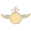 10K Yellow Gold Diamond Memory Picture Pendant 1.85" Angel Wings Charm 2.30 CT.