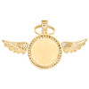 10K Yellow Gold Diamond Memory Picture Pendant 1.85" Angel Wings Charm 2.30 CT.