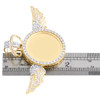 10K Yellow Gold Diamond Memory Picture Pendant 1.85" Angel Wings Charm 2.30 CT.