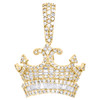 10K Yellow Gold Round & Baguette Diamond King Crown Pendant 1.20" Charm 1.25 CT.