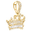 10K Yellow Gold Round & Baguette Diamond King Crown Pendant 1.20" Charm 1.25 CT.