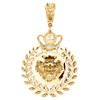 10K Yellow Gold Round & Baguette Diamond Lion Medallion Pendant Charm 1.45 CT.