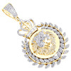 10K Yellow Gold Round & Baguette Diamond Lion Medallion Pendant Charm 1.45 CT.