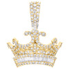 10K Yellow Gold Round & Baguette Diamond King Crown Pendant 1.40" Charm 2.60 CT.