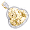 10K Yellow Gold Round & Baguette Diamond Buddah Pendant 1.8" Fancy Charm 1.68 CT