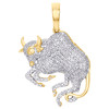 10K Yellow Gold Round Diamond Taurus Horoscope Pendant 1.30" Pave Charm 0.45 CT.