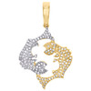 10K Yellow Gold Round Diamond Pisces Horoscope Pendant 1.30" Pave Charm 1/4 CT.