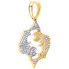 10K Yellow Gold Round Diamond Pisces Horoscope Pendant 1.30" Pave Charm 1/4 CT.