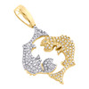 10K Yellow Gold Round Diamond Pisces Horoscope Pendant 1.30" Pave Charm 1/4 CT.