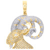 10K Yellow Gold Round Diamond Aries Horoscope Pendant 1.30" Pave Charm 0.57 CT.