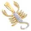 10K Yellow Gold Round Diamond Scorpio Horoscope Pendant 1.05" Pave Charm 0.21 CT.