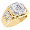 10K Yellow Gold Round & Baguette Diamond Fancy Fluted Pinky Ring Band 1.15 CT.