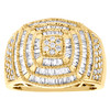 10K Yellow Gold Round & Baguette Diamond Milgrain Tiered Pinky Ring Band 1.15 CT