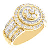10K Yellow Gold Round & Baguette Diamond Statement Circle Pinky Ring 2.40 CT.