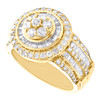 10K Yellow Gold Round & Baguette Diamond Statement Circle Pinky Ring 2.40 CT.