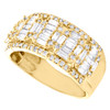 10K Yellow Gold Round & Baguette Diamond 11mm Fancy Wedding Band Ring 1.60 CT.