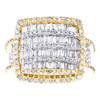 10K Yellow Gold Round & Baguette Diamond Statement Band Square Pinky Ring 2 CT.