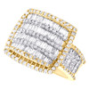 10K Yellow Gold Round & Baguette Diamond Statement Band Square Pinky Ring 2 CT.