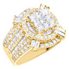 10K Yellow Gold Baguette & Princess Diamond 4 Prong Square Pinky Ring 3.55 CT.