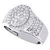 10K White Gold Round Diamond Circle Statement 13mm Pinky Ring Pave Band 1.05 CT.