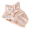 10K Rose Gold Round & Baguette Diamond Star Statement 20mm Pinky Ring 1.40 CT.