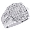 10K White Gold Round Diamond 17mm Square Statement Pinky Ring Tier Band 1.25 CT.