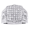 10K White Gold Round Diamond 17mm Square Statement Pinky Ring Tier Band 1.25 CT.