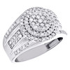 10K White Gold Round Diamond 15mm Circle Statement Pinky Ring Pave Band 1.30 CT.